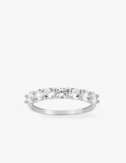 Bague demi-alliance or blanc 750 ‰ et oxyde de zirconium 1,00 ct SO OR