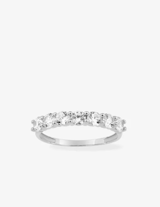 Bague demi-alliance or blanc 750 ‰ et oxyde de zirconium 1,00 ct SO OR