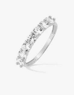 Bague demi-alliance or blanc 750 ‰ et oxyde de zirconium 1,00 ct SO OR