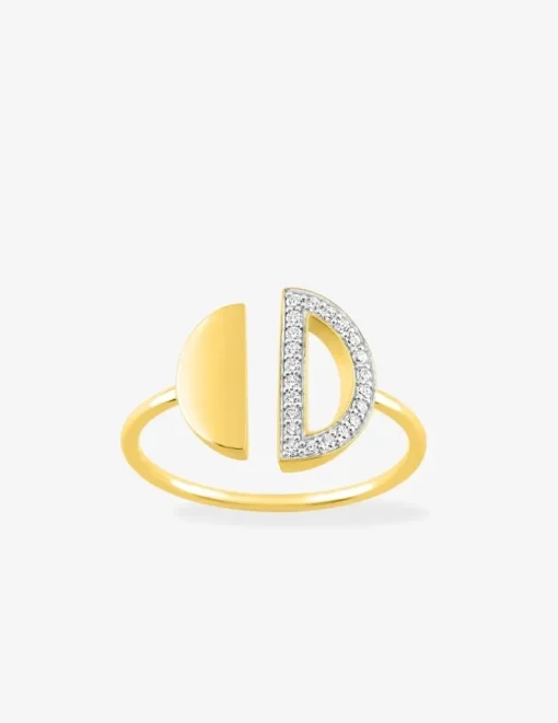 Bague demi-cercles plaqué or, rhodium et oxydes de zirconium SO OR