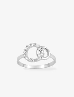 Bague deux cercles argent rhodié 925 ‰ et oxyde de zirconium SO OR