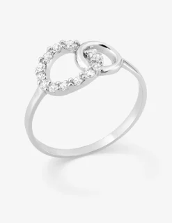 Bague deux cercles argent rhodié 925 ‰ et oxyde de zirconium SO OR