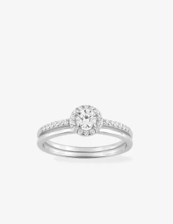 Bague double anneau argent rhodié 925 ‰ et oxyde de zirconium SO OR