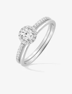 Bague double anneau argent rhodié 925 ‰ et oxyde de zirconium SO OR