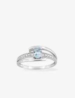 Bague double branches or blanc 375‰, topaze, oxyde de zirconium SO OR