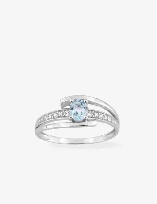 Bague double branches or blanc 375‰, topaze, oxyde de zirconium SO OR
