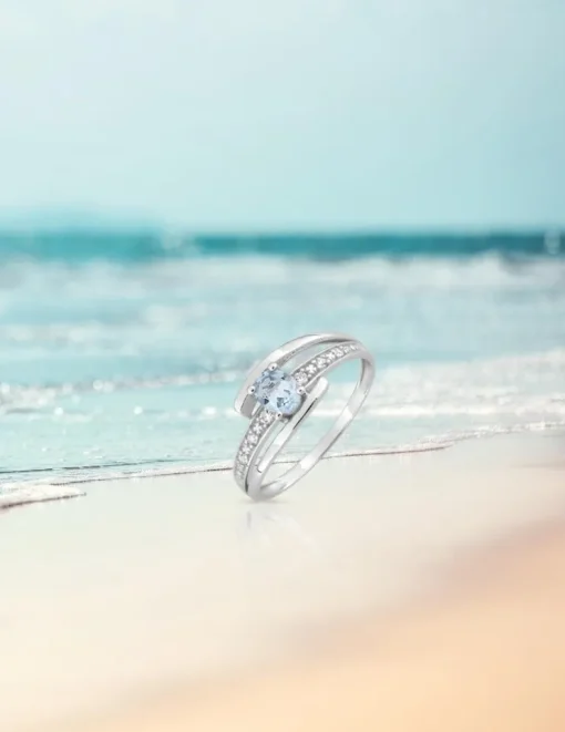 Bague double branches or blanc 375‰, topaze, oxyde de zirconium SO OR