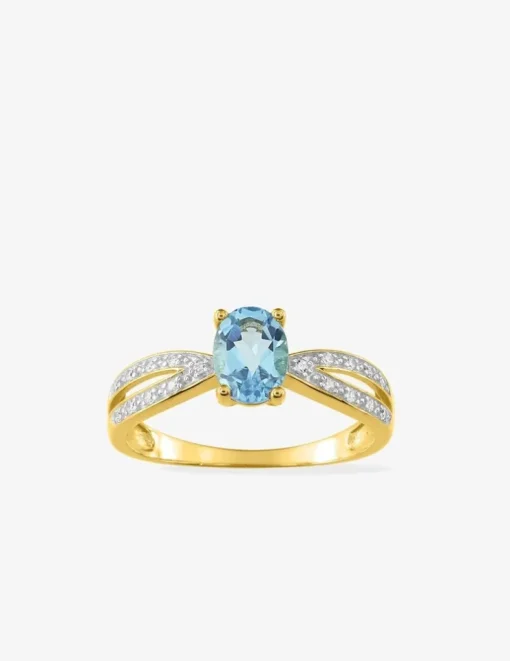 Bague double branches or jaune 375‰, topaze, oxyde de zirconium SO OR