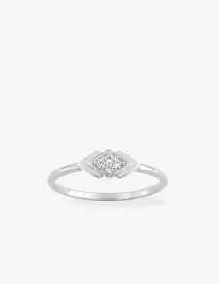 Bague double losange argent 925‰ rhodié et oxydes de zirconium SO OR