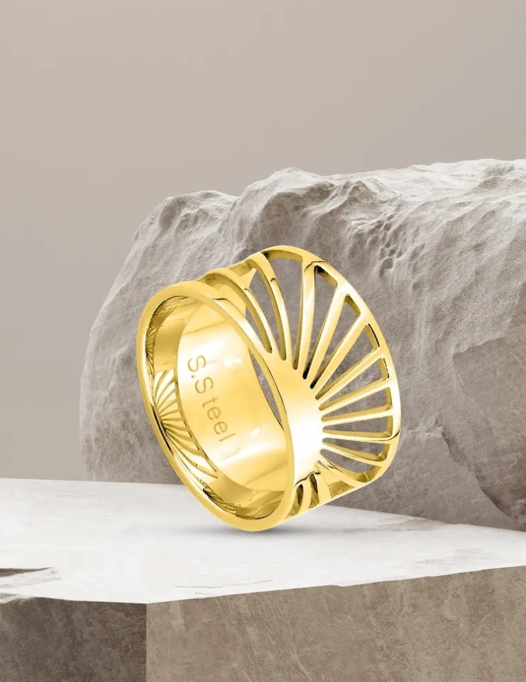 Bague en acier doré SO OR