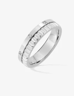 Bague en acier gris avec oxydes de zirconium SO OR