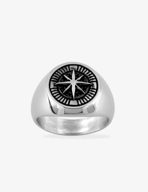 Bague en acier motif étoile SO OR