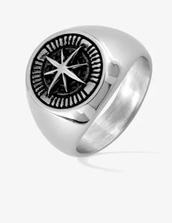 Bague en acier motif étoile SO OR
