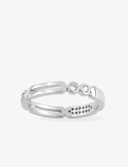 Bague en argent 925 ‰ rhodié et oxydes de zirconium SO OR