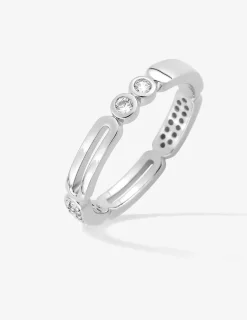 Bague en argent 925 ‰ rhodié et oxydes de zirconium SO OR
