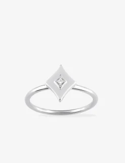 Bague en argent 925 ‰ rhodié et oxydes de zirconium au motif de losange SO OR
