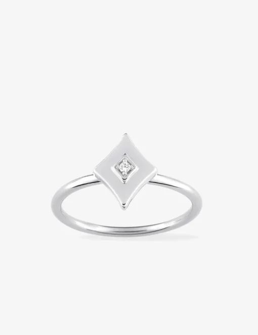 Bague en argent 925 ‰ rhodié et oxydes de zirconium au motif de losange SO OR