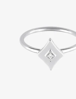 Bague en argent 925 ‰ rhodié et oxydes de zirconium au motif de losange SO OR