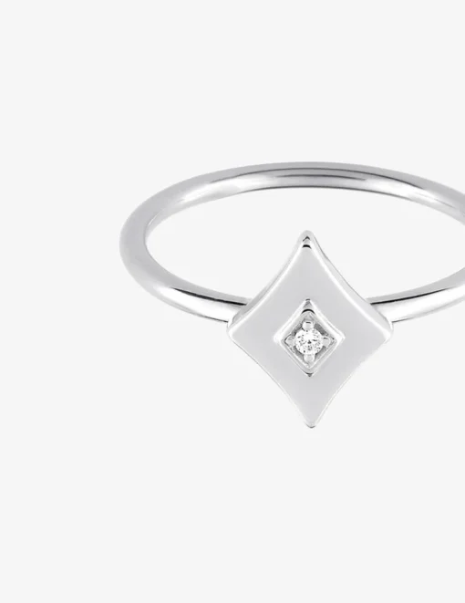 Bague en argent 925 ‰ rhodié et oxydes de zirconium au motif de losange SO OR
