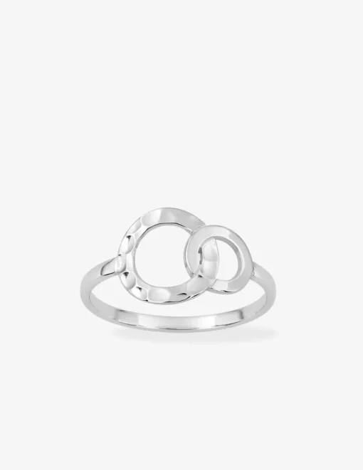 Bague en argent 925 ‰ rhodié, motifs ronds entrelacés SO OR