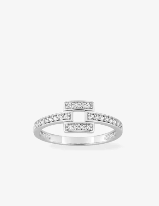 Bague en argent 925 ‰ rhodié, motif carré et oxydes de zirconium SO OR