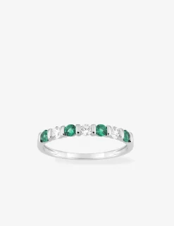 Bague en argent 925 ‰ rhodié, oxydes de zirconium verts et blancs SO OR