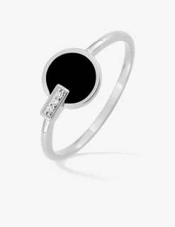 Bague en argent 925 ‰ rhodié, oxydes de zirconium et laque noire SO OR