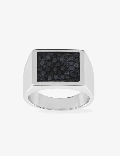 Bague en argent 925 ‰ rhodié, rhodium noir et laque transparente SO OR