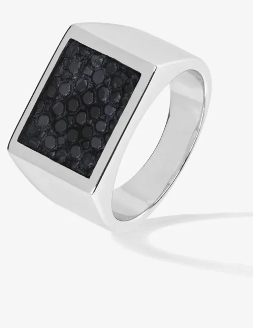 Bague en argent 925 ‰ rhodié, rhodium noir et laque transparente SO OR