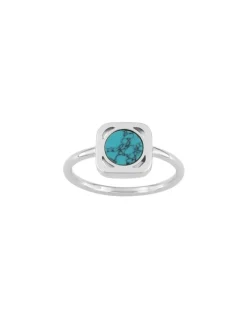 Bague en argent 925 ‰ rhodié, turquoise bleue SO OR