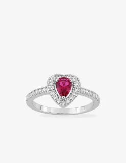 Bague en argent 925‰ rhodié et oxyde de zirconium rouge SO OR