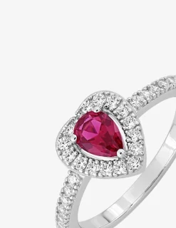 Bague en argent 925‰ rhodié et oxyde de zirconium rouge SO OR