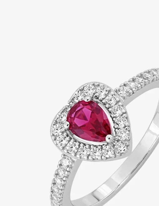 Bague en argent 925‰ rhodié et oxyde de zirconium rouge SO OR