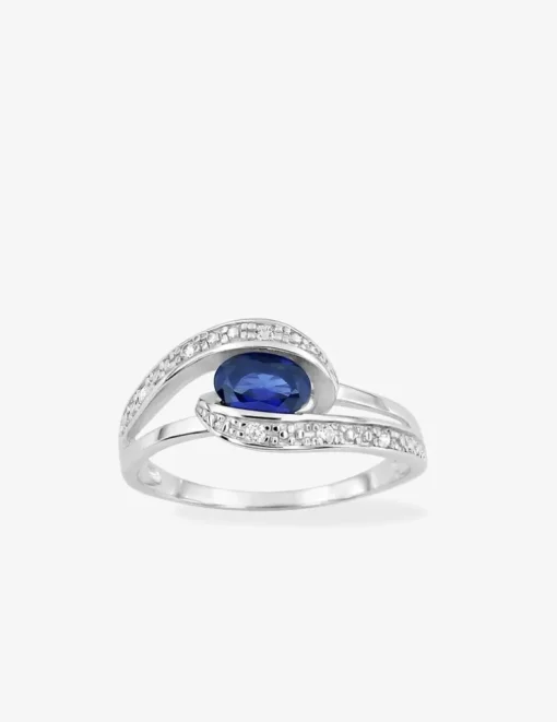Bague en argent 925‰ rhodié et oxyde de zirconium bleu foncé SO OR