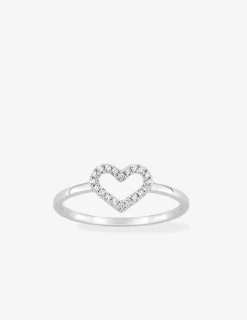 Bague en argent gris rhodié 925‰ motif cœur oxyde blanc SO OR