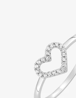 Bague en argent gris rhodié 925‰ motif cœur oxyde blanc SO OR
