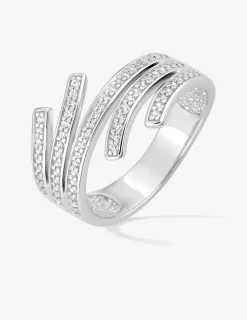 Bague en argent gris rhodié 925‰ 3 rubans enroulés fantaisies oxyde blanc SO OR