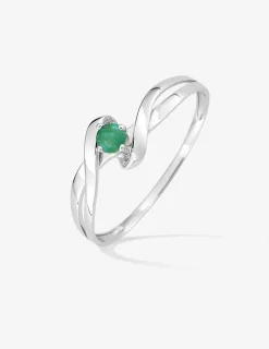 Bague en or blanc 375 ‰ avec émeraude SO OR