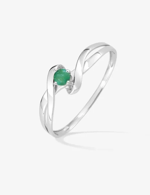 Bague en or blanc 375 ‰ avec émeraude SO OR