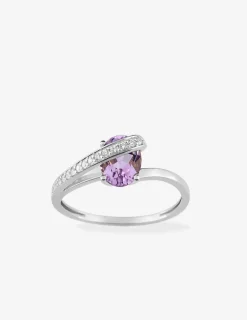 Bague en or blanc 750 ‰ avec améthyste, oxyde de zirconium SO OR