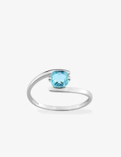 Bague en or blanc 750 ‰ avec topaze bleue SO OR