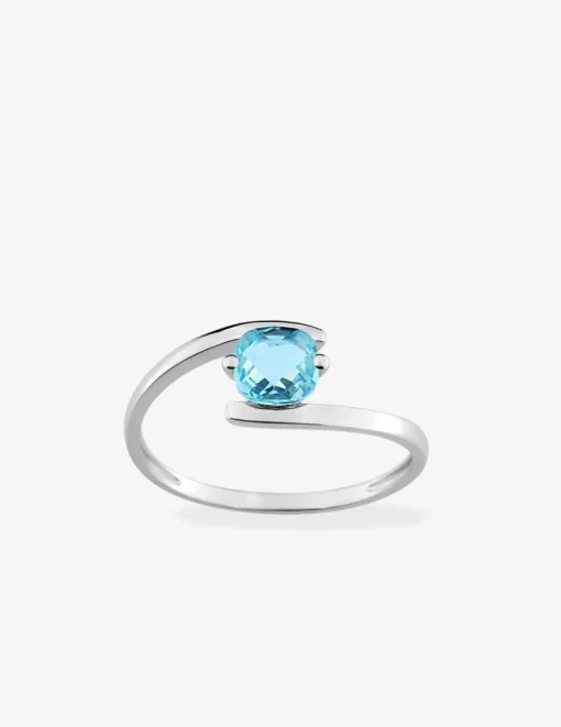 Bague en or blanc 750 ‰ avec topaze bleue SO OR