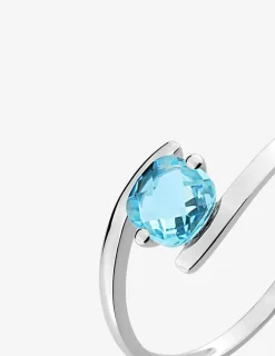 Bague en or blanc 750 ‰ avec topaze bleue SO OR