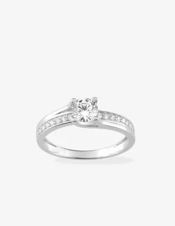Bague en or blanc 750 ‰ avec oxyde de zirconium SO OR