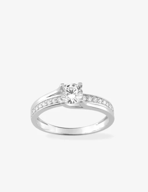 Bague en or blanc 750 ‰ avec oxyde de zirconium SO OR