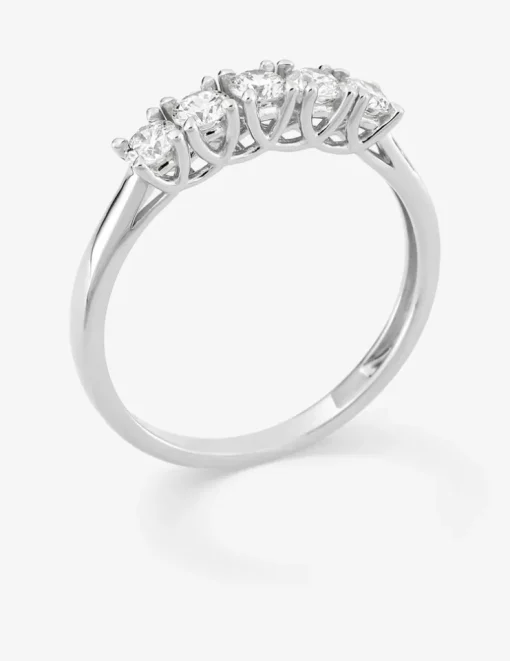 Bague en or blanc 375 ‰, cinq diamants synthétiques 0,50 ct SO OR