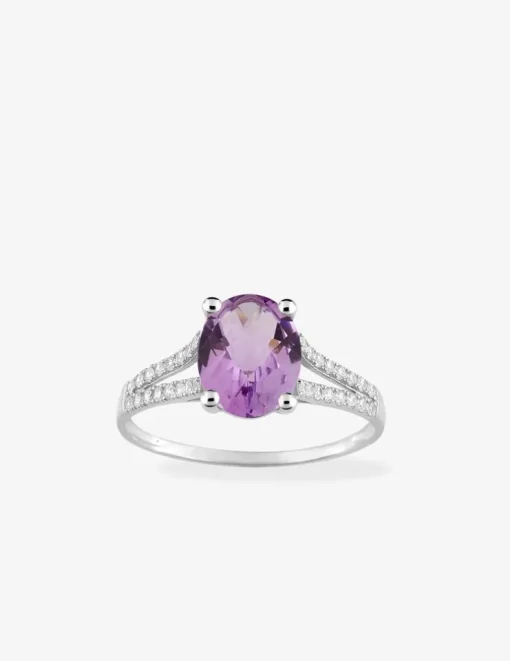 Bague en or blanc 750 ‰ et améthyste SO OR
