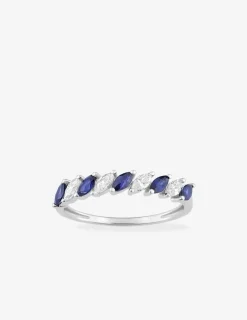 Bague en or blanc 375 ‰, saphirs et oxydes de zirconium SO OR
