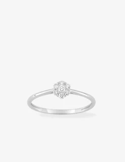 Bague en or blanc 375 ‰, sept diamants synthétiques 0,15 ct SO OR