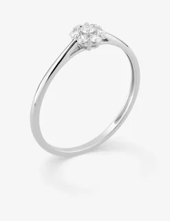 Bague en or blanc 375 ‰, sept diamants synthétiques 0,15 ct SO OR